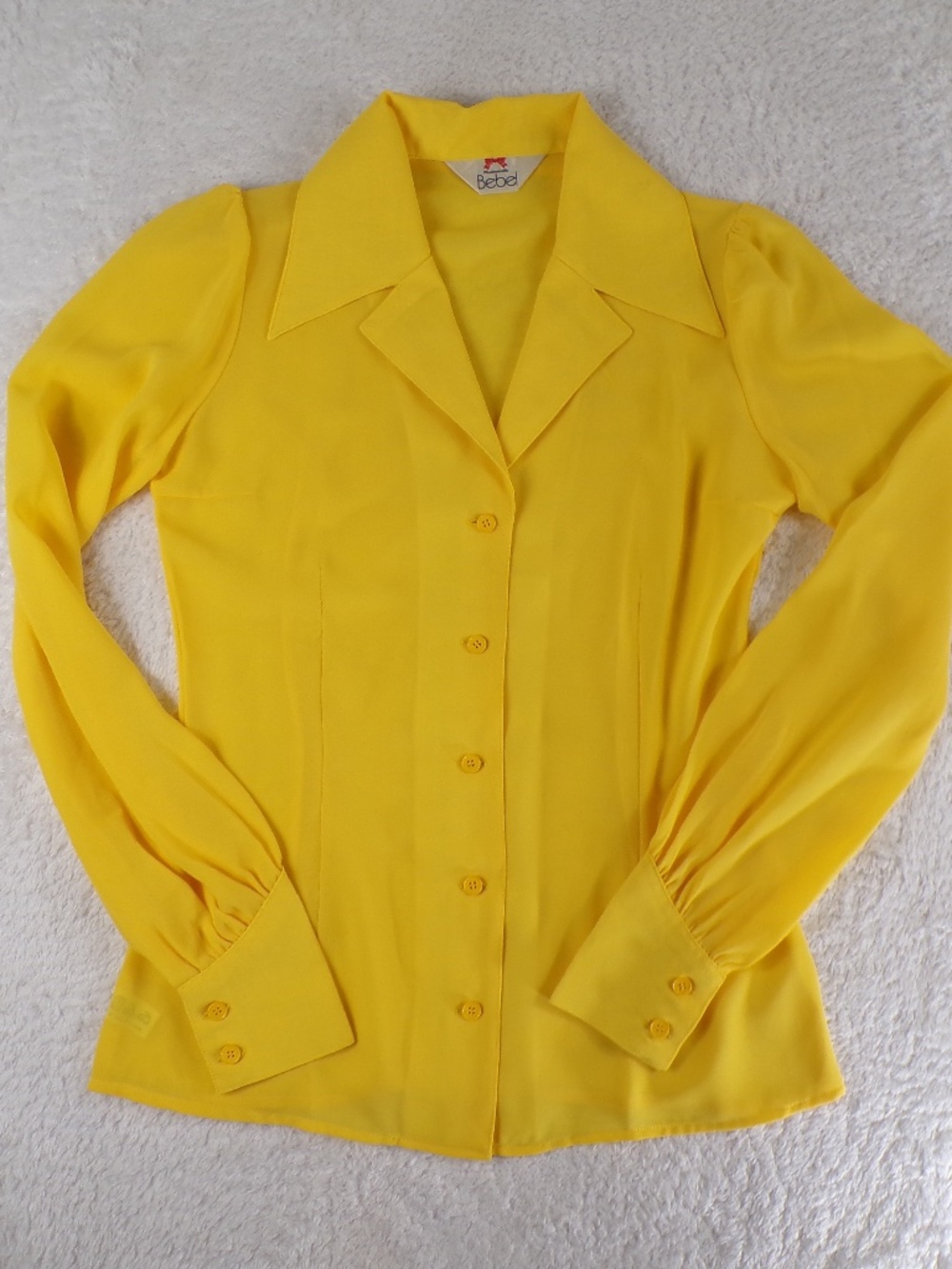 Mademoiselle Bebel Women's blouse Yellow Vintage (1970) inspired Yellow Sz XS/S